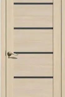 фото Дверь межкомнатная 206 (La Stella) черное стекло, экошпон, Ясень Латте 2000х800мм