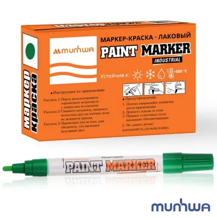 Фото №0 Маркер-краска MunHwa "Industrial" зеленая, 4мм, нитро-основа,для промышленного применения
