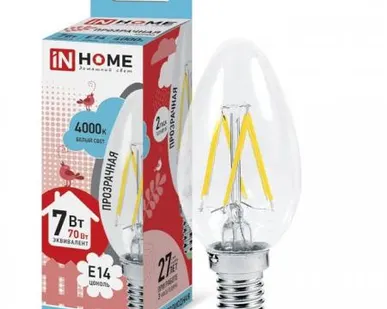 фото Лампа светодиодная LED-СВЕЧА-deco 7Вт 230В Е14 3000К 630Лм матовая IN HOME