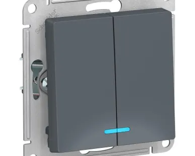 фото Механизм выключателя 2-кл. СП AtlasDesign 10А IP20 (сх. 5а) 10AX с подсветкой грифель SchE ATN000753