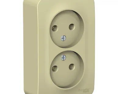 фото Розетка 2-м ОП BLANCA 16А 250В без шторок без заземл. изол. пласт. беж. SchE BLNRA000217