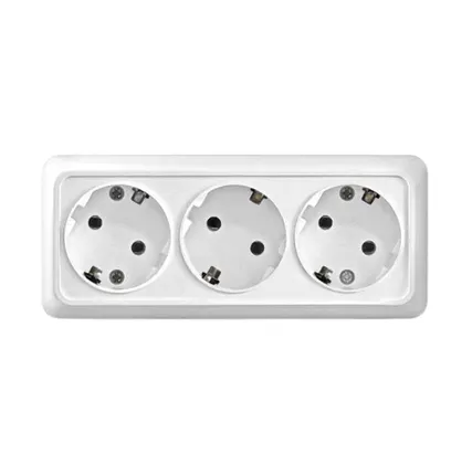 Фото №0 UNIVersal Розетка 3-м ОП Олимп 16А IP20 с/з белая 1161 UNIVersal