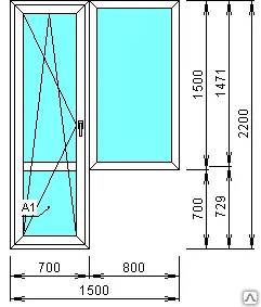 фото Балконный блок 1500*2200 Г-образный из стеклопластика