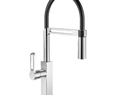 фото смеситель для кухни GOLDEN FOX Kitchen pro силиконовый излив черный