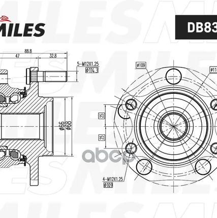 Фото №0 Ступица с подшипником MILES - DB83255 Miles арт. DB83255