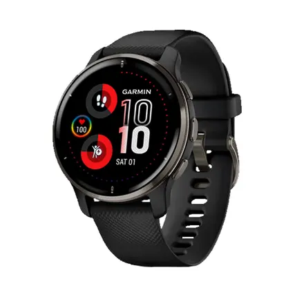 Фото №0 Часы Garmin Venu 2 Plus черные с серым безелем и силиконовым ремешком