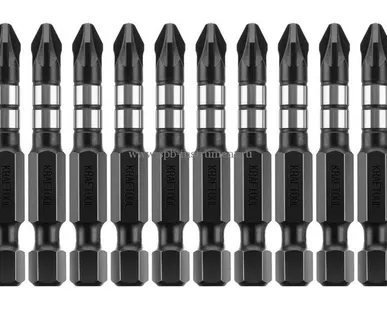 фото Биты KRAFTOOL Impact Pro Pozidriv Тип хвостовика E 1/4 PZ2 50мм 10шт в пластиковом боксе 26193-2-50-S10