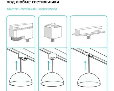 фото Адаптер Track однофазный для подключения светильника к трековой системе с фиксирующей шайбой бел. GAUSS TR125