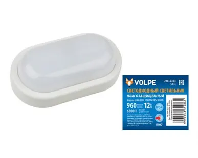 фото Светильник ULW-Q222 8W/DW IP54 WHITE Светильник светодиодный влагозащищенный. Овал. Дневной свет(6500K). 640Лм.160х90мм. Корпус белый. ТМ Volpe.