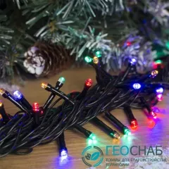 фото Светодиодная гирлянда-нить 100 led (10м) нить тёмная, свечение мульти