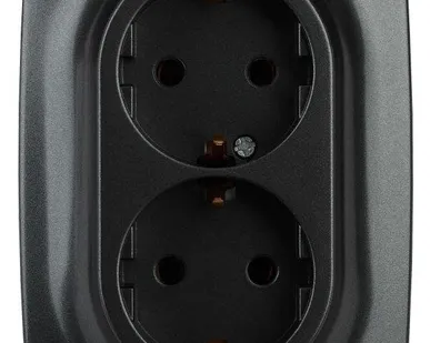 фото Розетка 2-м СП Эра12 12-2106-05 16А IP20 16AX 250В 2х2P+E Schuko антрацит Эра Б0031232