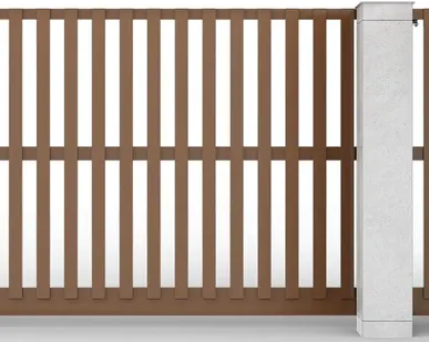 фото Откатные ворота ал-профиль коричневые вертикальные 3500х2000 мм