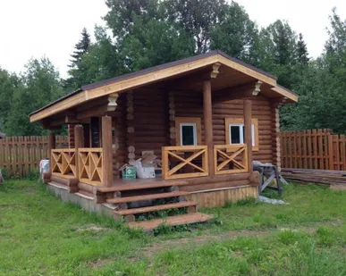 фото Сруб бани 6,0х6,0м. с террасой  в тёплом контуре