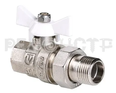 фото Кран шаровый полусгон (американка) белая рукоятка 1/2' (BASE) VALTEC (10/160) VT.227.NW.04 П
