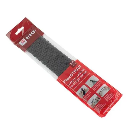 Фото №0 Хомут гибкий многоразовый черн. FlexSTRAP (уп.20шт) PROxima EKF plc-fs-br