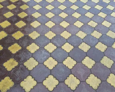 фото Монтаж тротуара из брусчатки и плит