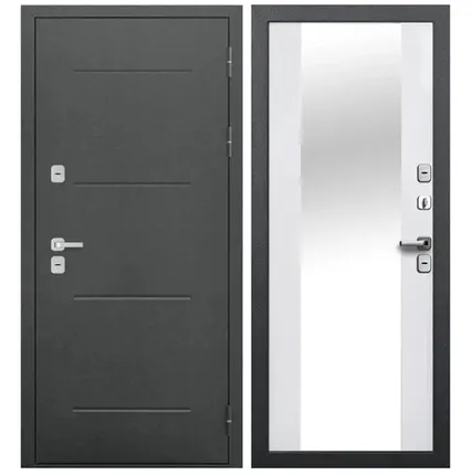 Фото №0 Дверь входная с терморазрывом Isoterma (Ferroni) металл/МДФ с зеркалом, Антик серебро/Эмалит белый 2050х960мм, ПРАВАЯ