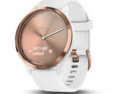 фото Часы Garmin Vivomove HR розовое золото с белым ремешком