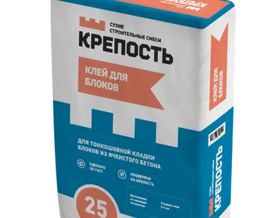 фото Клей КРЕПОСТЬ для блоков 25 кг (48 шт/пал)