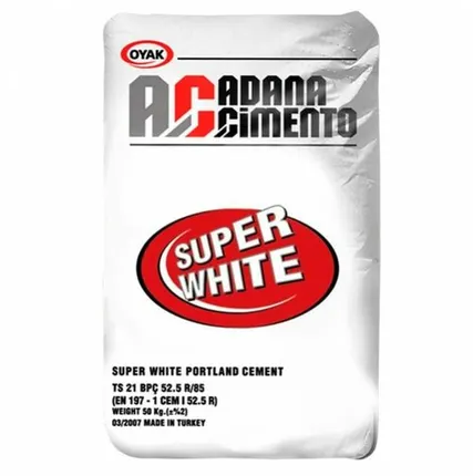Фото №0 Цемент белый СЕМ I 52,5 R (Адана) Турция 50кг (1 под=29шт) шт