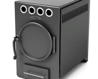 фото Печь отопительная ТМФ Нормаль-2 Турбо антрацит труба сзади