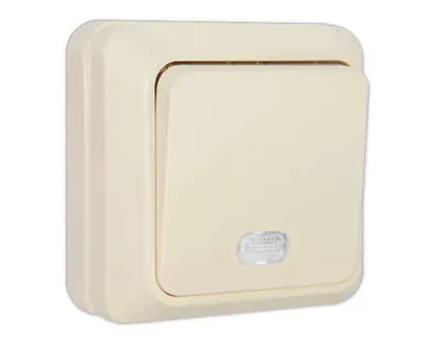 фото Выключатель 1-кл. ОП Олимп 10А IP20 с подсветкой сл. кость UNIVersal Б-О0121