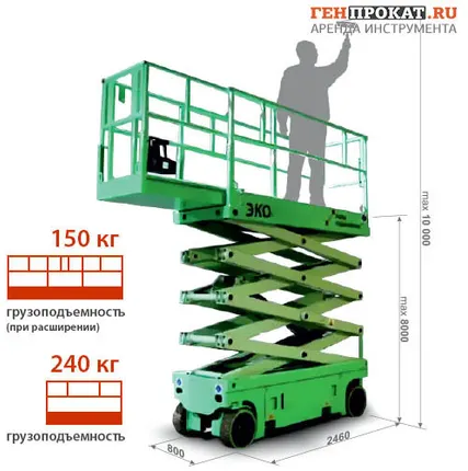 Фото №0 Аренда ножничного подъёмника ЭКО 10У электрического (аккумуляторного)