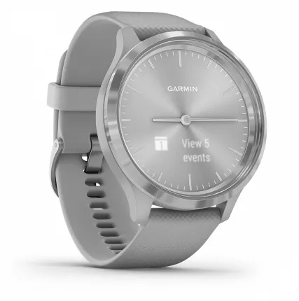 Фото №0 Часы Garmin Vivomove 3 серебристые с серым силиконовым ремешком