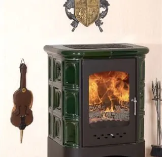 фото ЭкоКамин Бавария изразцовая зеленая Арка
