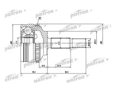 фото Patron ШРУС наружный Clio до 2002г/Kangoo 98 шлицы 21x30 Patron PCV1378