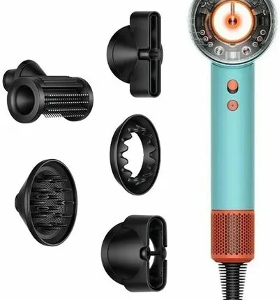 Фото №0 Фен Dyson Supersonic HD16, 5 насадок, голубой+оранжевый