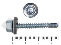 Фото №0 Саморез кровельный цинк, с шайбой EPDM, PT-3, 4,8х35 К КРЕП-КОМП Средняя фасовка (250шт)