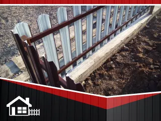 фото Установка забора односторонний штакетник