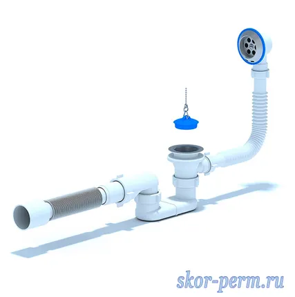 Фото №0 АНИ Е055 Сифон на ванну с переливом 1 1/2&quot;х40/50