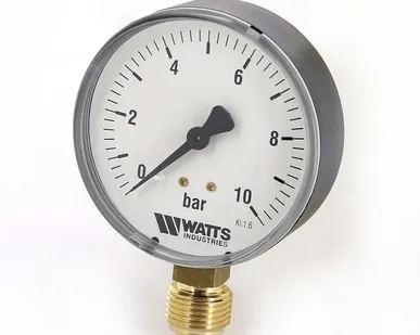фото Манометр WATTS MDR 1/2" 10 бар нижн. подкл. 80 мм