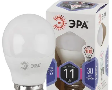 фото Лампа светодиодная P45-11W-860-E27 шар 880лм ЭРА Б0032991