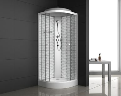 фото Душевая кабина, ODA, 90*90, 5020 белый кирпич, угловая