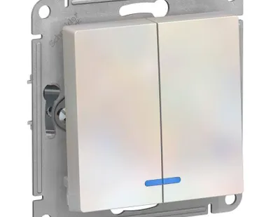 фото Механизм выключателя 2-кл. СП AtlasDesign 10А IP20 (сх. 5а) 10AX с подсветкой жемчуж. SchE ATN000453