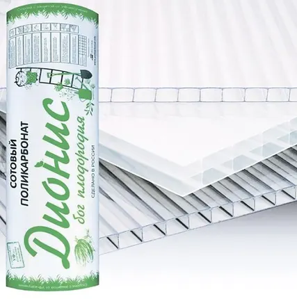 Фото №0 СОТОВЫЙ ПОЛИКАРБОНАТ "ДИОНИС"(2100*6000*4) ВЫСШИЙ плотность - 0,5