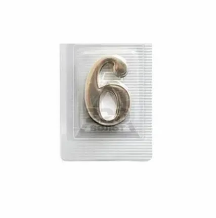 Фото №0 Цифра для обозначения номера квартиры, металлическая Золото "6" РОС 67296