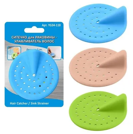 Фото №0 Ситечко для раковины-улавливатель волос d7см 3цвета