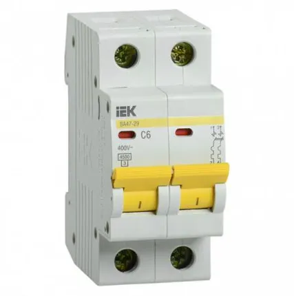 Фото №1 Выключатель автоматический ВА47-29 2Р 63А 4,5кА х-ка С ИЭК