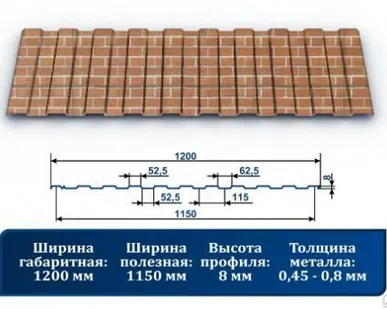 фото Профнастил С-8 красный кирпич