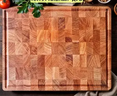 фото Торцевая разделочная доска Дуб 40*30 см толщина 3,5 см (двухстороння, канавка)