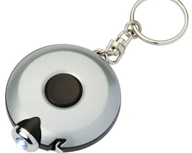 фото Брелок-фонарик Diode с рулеткой 1,5 м, серебристый с черным