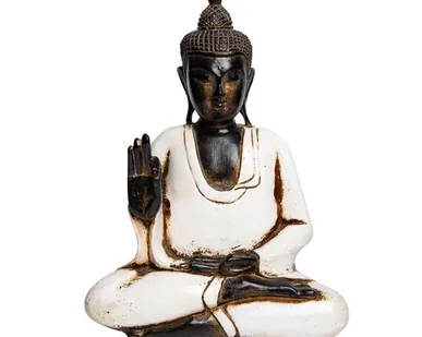 фото Фигурка Будда сидящий, "Обучение", средний, белый, 35см, дерево, Chateau Collection CC-BSITTM-W