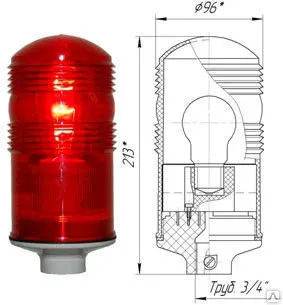 фото Светильник заградительный ЗОМ-40Вт&gt;10cd, тип «А», 220V AC, IP54.
в