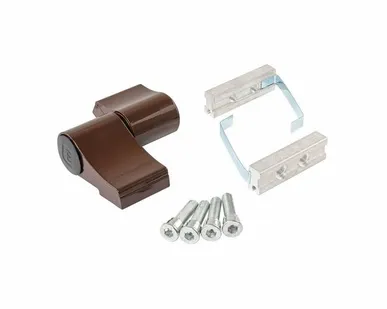 фото Петля двер. подшип. ELEMENTIS new, 2-х секционная, м/о 67, креп. на хол. профиль, корич. RAL8017