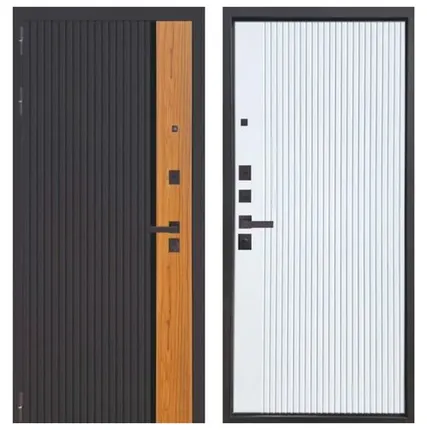 Фото №0 Дверь входная Кантри (Ferroni) МДФ/МДФ, Черный муар, Дуб вотан/Эмалит белый 2050х860мм, ЛЕВАЯ