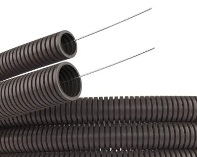 фото Труба гофрированная ПА 6 d29мм с протяж. темн. сер. (уп.25м) DKC PA612935F0